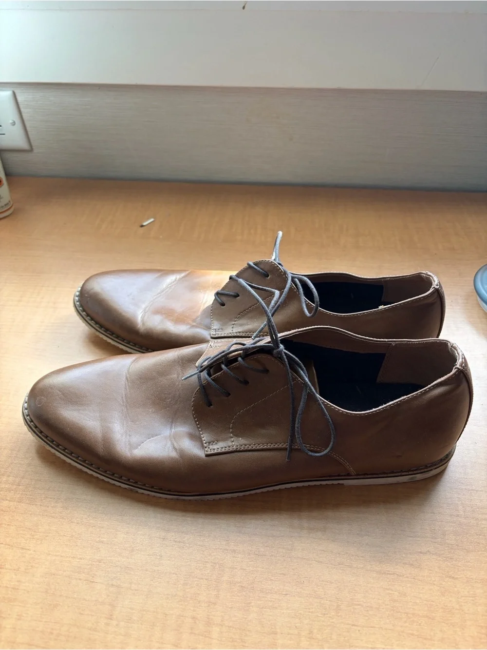H&M Brown Leather Derby Shoes with Black Laces